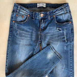 One Teaspoon Blue Distressed Ankle Jeans